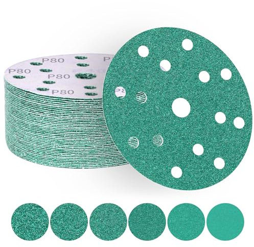 ALPXUXP Schleifscheiben 150mm Klett 15-Loch Schleifpapier Profi für Exzenterschleifer- je10x P60 P80 P120 P180 P240 P400 Mischkorn(60 Stück)