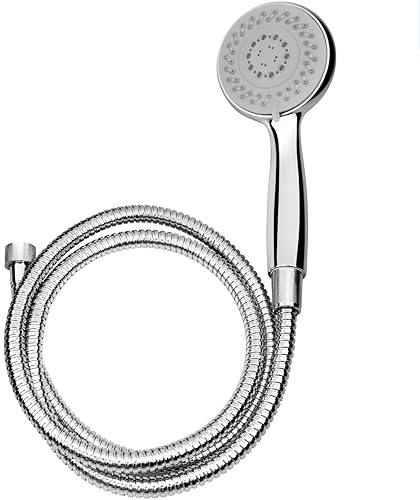 Cornat Brause-Set Reina - Handbrause 100 mm - 150 cm Schlauch - 5 Strahlarten: Normal-, Massage- & Softstrahl - Anti-Kalk & Wasserspareinsatz - verchromt / grau / Duschkopf mit Schlauch / TECB3435