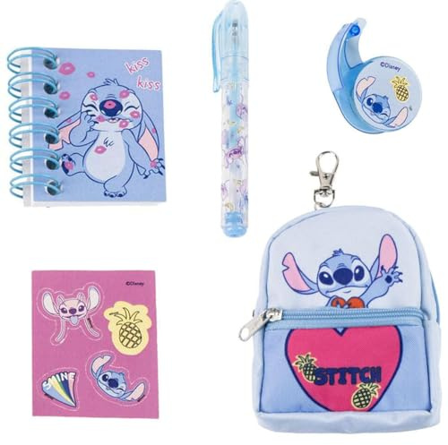CERDÁ LIFE'S LITTLE MOMENTS Set di cancelleria mini zaino Stitch misure 19,5 x 22,5 x 4,5 cm, zaino unisex bambini, mod. 83