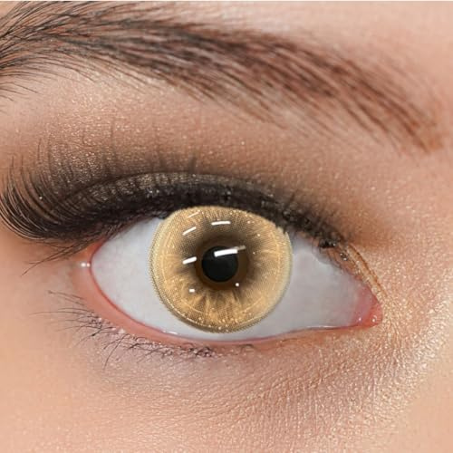 Kontaktlinsen braun ohne Stärke stark deckend Charmiga Mariposa Brown | Farbige crazy Jahreslinsen 2 Stück + Behälter, weiche Farblinsen 0.00 Dioptrien 14.20 mm