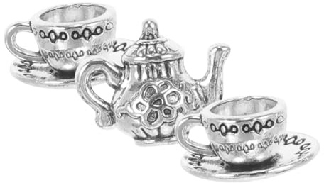 VILLCASE 1 Unidades Mini juego de té de metal tazas en miniatura teteras casa de muñecas pequeño pequeño pequeño de metal Mini - Mini de metal de hierro plateado