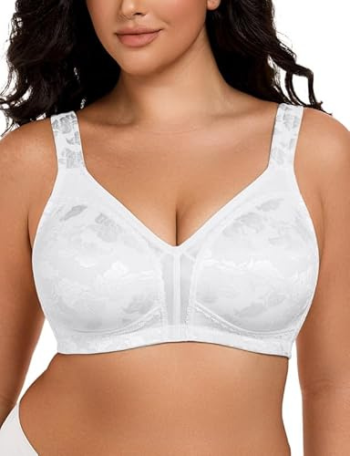 WingsLove Women's Full Coverage Minimizer Bra Plus Size Wireless Non Padded Wide Straps Comfort Everyday Bras