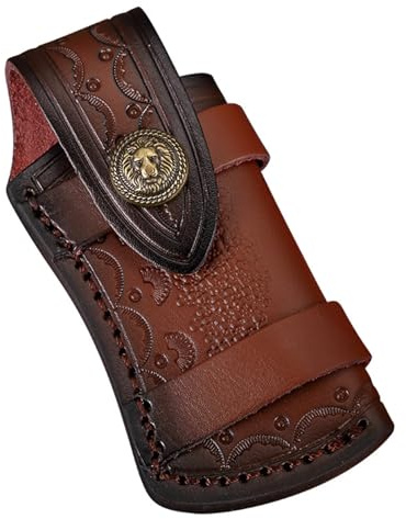 Pocket Knife Sheath Leather Folding Knife Holster Belt Pouch for 5 Folding Pocket Knife Case Outdoor Camping Bag EDC Carving Gift