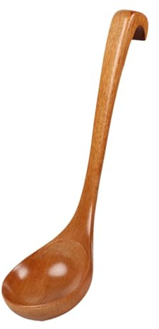 Fenteer Louche à soupe en bois avec trou de suspension, ustensiles de cuisine chinois, grande cuillère à bouillie pour servir, remuer, restaurant, hôtel