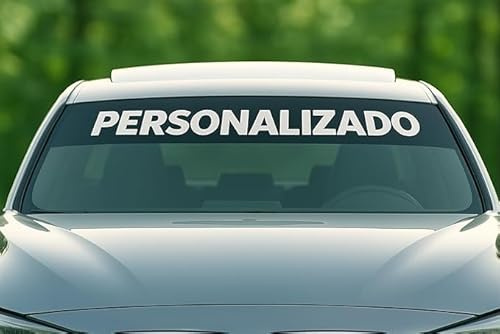 Pegatina para Parabrisas Personalizable de Coche, Texto Personalizable, Deportivo, Tira Solar.