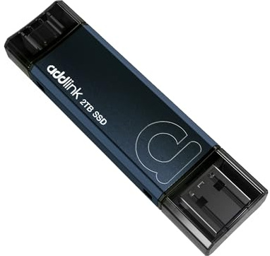 addlink P50 2TB Mini Portable SSD Stick 1050MB/s USB 3.2 Gen 2 Dual Type-C & Type-A Thumb Drive External Solid State Drive for iPhone 16/15 Pro Max ProRes,Steam Deck, PS5, Teslacar (Metal)