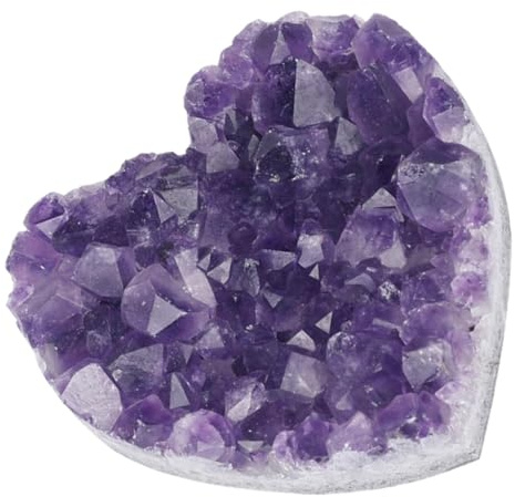 VALICLUD Decorazione in Pietra di Cristallo Viola Naturale a Forma di Cuore Ornamento da Tavolo Antistress in Cristalli Naturali Artigianato per Arredamento Interno e Decorazione Camera
