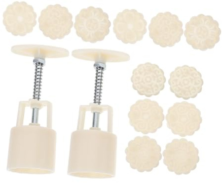Toyvian Juego de Moldes para Pastel de Luna Manual de 50 G 6 Sellos 3D con Diseño de Flores Molde Prensa ABS para Repostería Tradicional Cupcakes y Galletas Adecuado para Festivales y