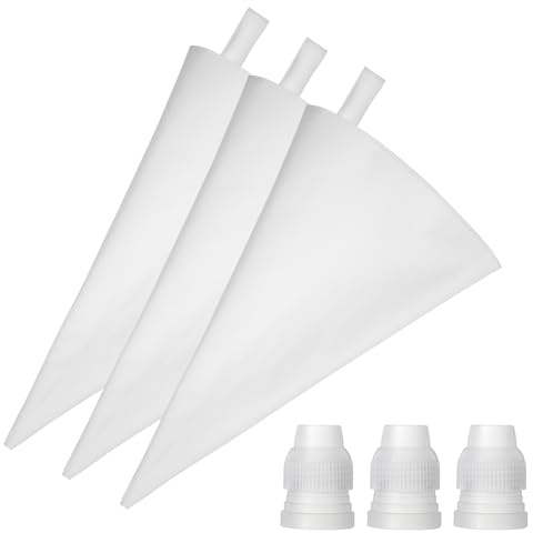 4 Pack 16 Reusable Piping Bags Cake Decorating Bag Reusable Pastry Bags and Tips Set Hangable Icing Bag Couplers White Cloth Frosting Bagg for Standard Tips