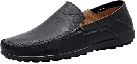 Arbetsskor herr vattentätt läder, fritidsskor herr läder tofflor kostymskor mjuk sula slip-skor lätta oxford nötningsbeständiga platta skor halkfria vandringsskor bekväma loafers