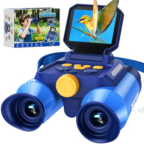 Ashfly Binocolo Digitale per Bambini con Schermo 2,4, Zoom 10x, Giochi Integrati, Modalità Visione Notturna e Fotocamera – Gioco Educativo Esplorazione Natura, 7+ Anni, blu