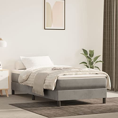 Ordellia Fjädermadrass i fickfjäderkärna ljusgrå 90 x 190 x 20 cm sammet, ergonomiskt ventilerande, kallskum, minnesskum, viskosskum, latextopp, rullmadrass för sovrum, boxningssäng