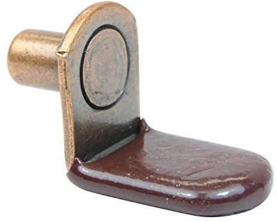 25 Pack Rok Hardware 1/4 (6.35mm) L-Shaped Glass Support Furniture Cabinet Closet Shelf Bracket Pegs with Vinyl Tip Antique Copper Finish, ROKSPGV14B