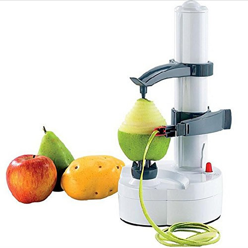 Pelapatate elettrico automatico per frutta e patate, pelapatate elettrico, automatico rotante, pelapatate, pelapatate, multifunzione, in acciaio inox, macchina da cucina (bianco)