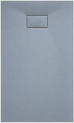Piatto Doccia Spessore 2.6 Cm In Resina Con Griglia Di Copertura Effetto Pietra Ardesia Stone Riducibile Filopavimento Indistruttibile Antiscivolo Arredo Bagno Colore Grigio (80x180 cm)
