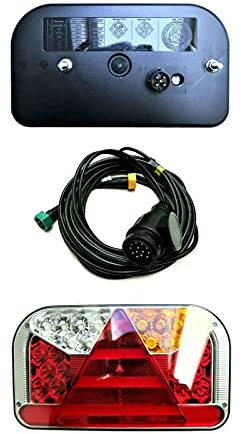 MelTruck 2x LED Rückleuchte IP68 E9 – 5 oder 6 Funktionen je nach Variante – mit 13-poligem Kabelbaum 4–9 m – für Anhänger, Trailer & Wohnwagen (6 Funktionen mit Kabel 9m)
