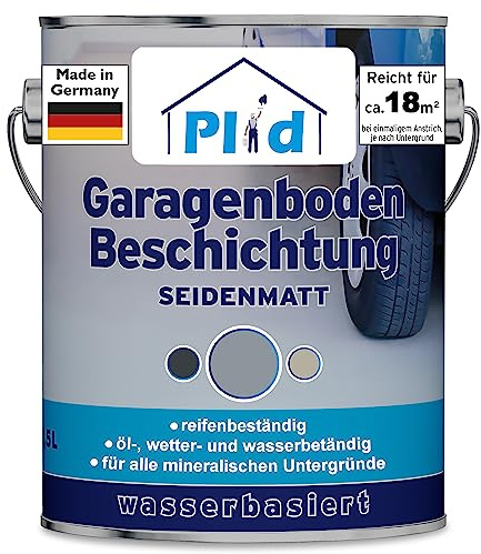 Plid® Garage Golvbeläggning Betongfärg för Utomhus och Inomhus - Frostsäker [2,5 l Silvergrå] - Vatten och Väderbeständig Garagegolvfärg - Betongtätning