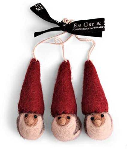 Én Gry & Sif Weihnachtswichtel-Anhänger aus Filz, Weihnachts-Deko - 3 Stück