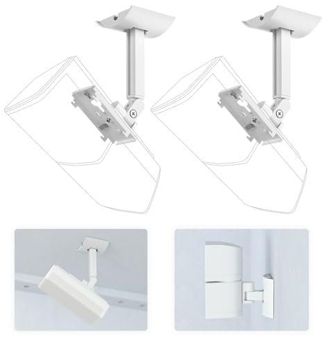 Speaker Wall Mount Brackets for Bose UB-20, UB-20 Series II, Wall Mount Ceiling Bracket for Lifestyle 600 ST535 ST525 ST520 535III 525III CM520 SoundTouch JC-II AM6-V AM10-V AM10IV (Pack of 2)-White