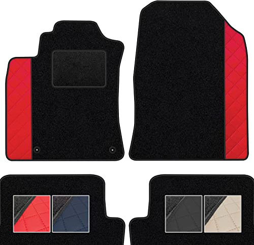 moto-MOLTICO Fußmatten Auto Velours Autoteppiche Schwarz Automatten Set 4-teilig - Auffälliges Design - passend für Kia Soul I FL 2011-2013 (Rotes Muster)