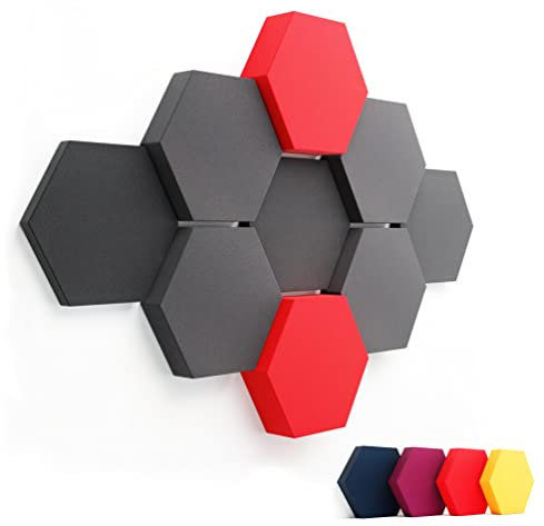 FENNEXT® Schallabsorber Akustikpaneele [9 Stk.] für spürbar reduzierte Geräusche I Modernes Akustikbild aus Hexagon Akustikplatten I Unbedenkliche Wand Paneele hergestellt in der EU I 3D Panels