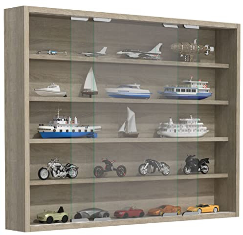 VCM Glasvitrine hängend | Vitrine Glas mit ESG-Sicherheitsglas | Maße ca. H. 60 x B. 77 x T. 10 cm | Hängevitrine Glas | Modern und platzsparend | Glas Vitrinenschrank - Agisa L