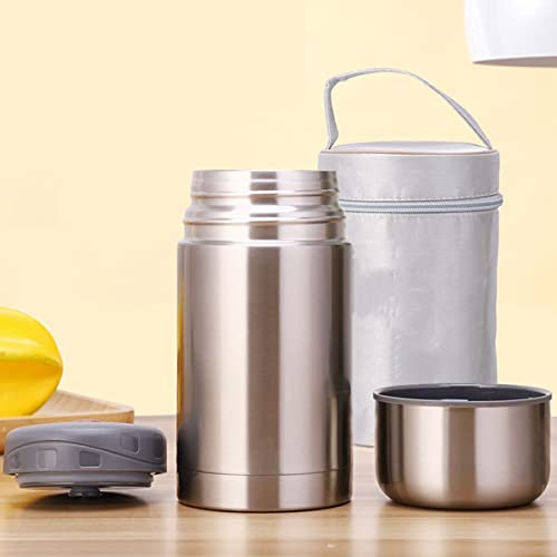 LANMOU Boîtes Alimentaires Isothermes 600ml, Boîte à Lunch Isotherme Repas Chaud avec Cuillère Pliable, 750ml Lunch Box en Acier Inoxydable à Double Couche pour Ecole Bureau (750ml)