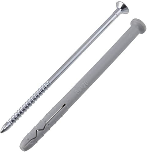 AERZETIX - C65090 - Set di 25 tasselli chiodi/colpire Ø8x120mm + 25 viti a testa fresata Ø5x125mm con flangia - in nylon e metallo - fissaggio in calcestruzzo mattoni materiali pieni perforazione