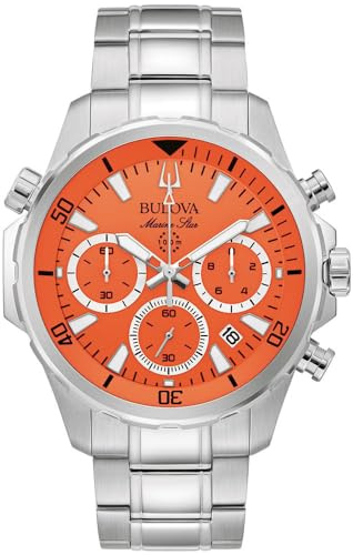 Bulova Herren Chronograph Marine Star mit Edelstahlarmband, Gehäusedurchmesser: 44 mm, 96B395