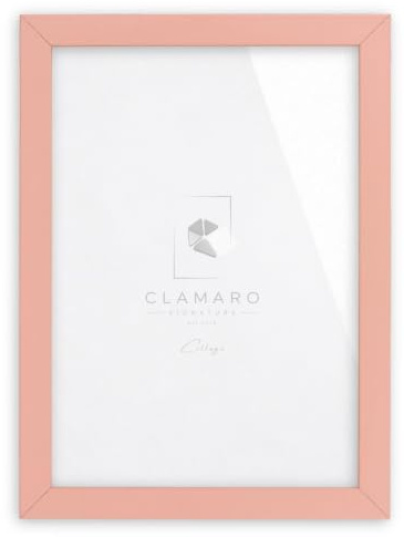 CLAMARO Bilderrahmen Collage, MDF Holz, Rosa Pastell, 50 x 70 cm, Acrylglas | Handgefertigt in Deutschland, Profilbreite 30 mm, inkl. Rückwand und Zackenaufhänger, für Hoch- und Querformat, eckig