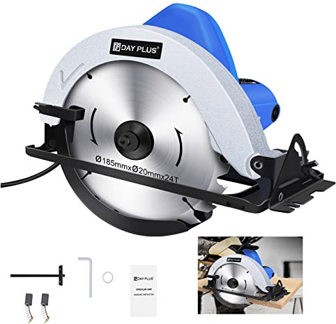 Kreissäge 900W Schneidkapazität 55mm 5000rpm Mini-elektrische Kreissägen Einstellbare 0-45º Diagonal Cutting 180mm Sägeblatt, sicherer Selbstsperrknopf, ideal für Holz, Dichtebrett, PVC