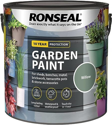 ARUUJ Garden Paint - Multipurpose Colour & Protect 2.5L Tin for Exterior Wood, Sheds, Benches, Metal, Brickwork, Pots - Outdoor Waterproof Fence & Garden Furniture (Willow)