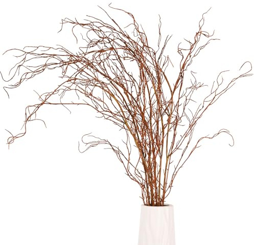 Melorca&Guilla Artificial Branches for Vase,3PCS 51inch Faux Branches Faux Curly Willow Branches,Bendable Fake Sticks Twigs Greenery Stems Branches for Shop Garden Office Home Décor (3, Wood-51inch)