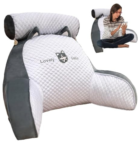 Xujuika Oreiller De Lecture pour Lit, Coussin Chevet avec Oreiller Amovible pour Le Cou, Multifonctionnel Back Support Pillow, De Lecture Douce Coussin pour La Lecture Relaxante Regarder Les Jeux