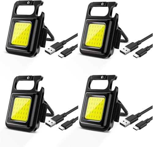 SQUADO Mini Led Lampada da Lavoro 4 Pezzi Impermeabile 500 Lumen Luce Meccanica Magnetica Portatile con Ricarica Usb Torcia Cob per Campeggio Riparazione di Emergenza