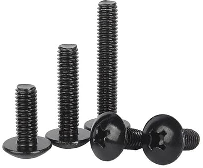 MOOPW Acero inoxidable 304 Cruz Pernos de cabeza redonda Champiñón | Negro Zinc Tornillos de máquina Elementi di fissaggio M4 x 25mm 20 Pcs