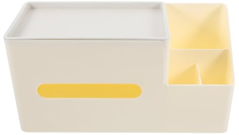 Taschentuchbox Hülle aus Kunststoff, Weiß, mit Seitlichem Organizer
