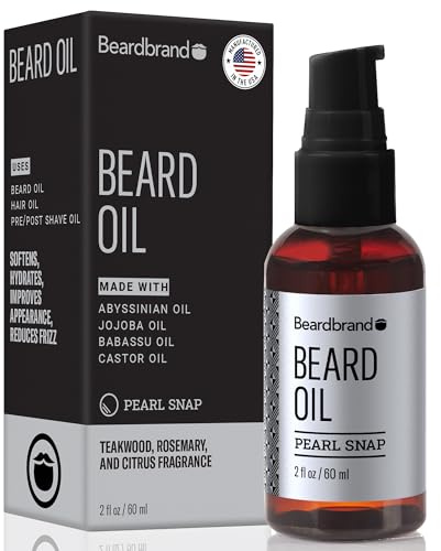 Beardbrand Beard Oil for Men with Jojoba & Vitamin E – Softens Stubble, Conditions Skin & Promotes Beard Growth | Teakwood, Rosemary, & Citrus Scent | 2 fl oz