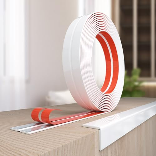 Socein Wandeckenschutz, Abziehen und Aufkleben, Flexible Formleiste für Fliesen- und Wandkanten, Möbelschutz und Dekoration, 3 m x 2,3 cm, Weiß
