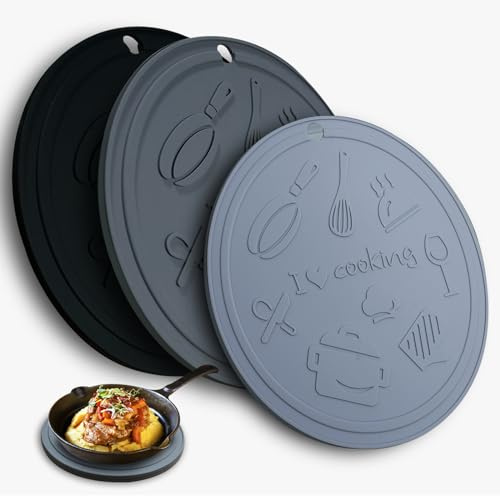 Silicone Trivet Mats - 3 Heat Resistant Pot Holders for Hot Pots and Pans, Silicone Mats for Kitchen Countertops, Table, Food Grade Silicone (Black & Gray)