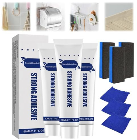 Tertell Strong Adhesive, Nail Free Strong Glue Adhesive Waterproof, Multi-Purpose Strong Adhesive Glue, No-Nail Adhesive Glue, German Strong Adhesive Glue for Plastic, Metal Bonding, Wall Tile (3pcs)