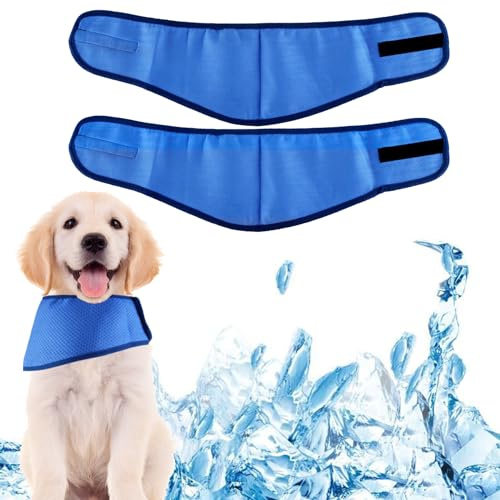 2Pcs Kühlendes Hundehalsband,Leicht Kühlhalsband für Hunde Kühlendes Halsband Atmungsaktives Kühlendes Bandana,Kühlendes Halstuch für Kleine Mittlere Haustiere Sommer