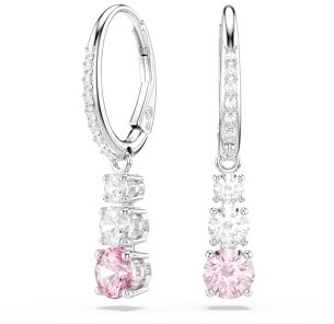 Swarovski Orecchini pendenti Stilla Attract, Taglio Round, Rosa, Placcato rodio