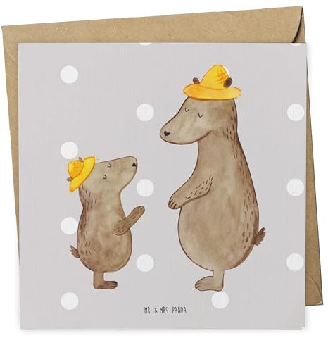 Mr. & Mrs. Panda Deluxe Karte Bären mit Hut - Geschenk, Paps, Danke Papa, Muttertag, Kinder, Hochwertige Klapp, Opa, Vati, Gruß, Vatertag, Einladungs, Kind, Vater-Sohn