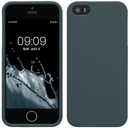 kwmobile Housse Compatible avec Apple iPhone SE (1.Gen 2016) / iPhone 5 / iPhone 5S Coque - Housse de téléphone Protection Souple en Silicone - Ardoise foncée