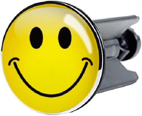Waschbeckenstöpsel Universal 40mm mit Motiv Messing verchromt passend für alle Standard Waschbecken (Smiley)