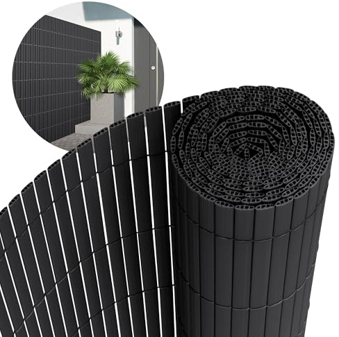 ECD Germany Filet de Protection Visuelle PVC 140x500 cm, Anthracite, Brise-Vue Triple Renforcement, Pare-Vent, Canisse Opaque Étanche/Résistant aux UV, Natte Cache-Clôture pour Jardin Balcon Terrasse