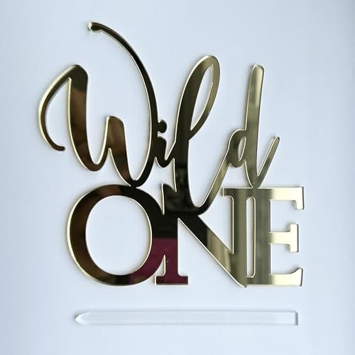 Wild One Acrylic Cake Charm Topper, Gold Mirror, Laser Cut, 3mm Thick, Premium Quality First Birthday