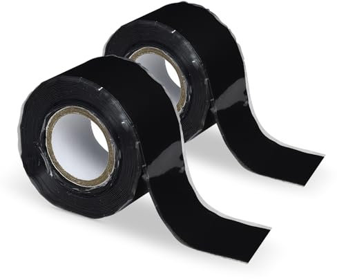 6m x 25mm Nastro Autoagglomerante, Impermeabile Nastro Autosaldante Isolante in Silicone Multiuso Ad Alta Temperatura Auto-Vulcanizzante per Riparazione Rerdite Sigillatura Tubi Acqua Nero 2 Rotoli