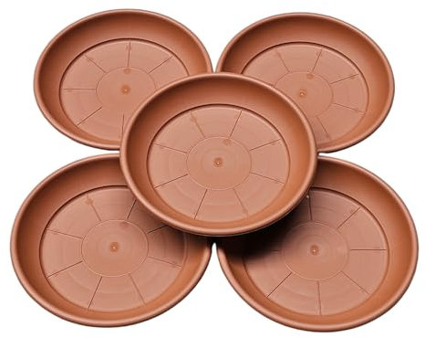 teramico Lot de 5 soucoupes de Pot de Fleurs résistantes aux intempéries, en Plastique Italien. pour Balcon, terrasse et Jardin, en Terre Cuite, Anthracite, Taupe. (Terre Cuite, 30 cm)